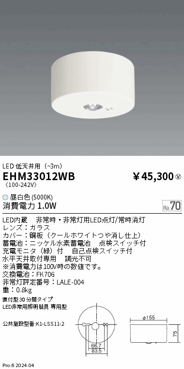 ※メーカー欠品中※ 大光電機 直付形非常用照明器具（ユニット別売） LZE93060XW 工事必要 - 3